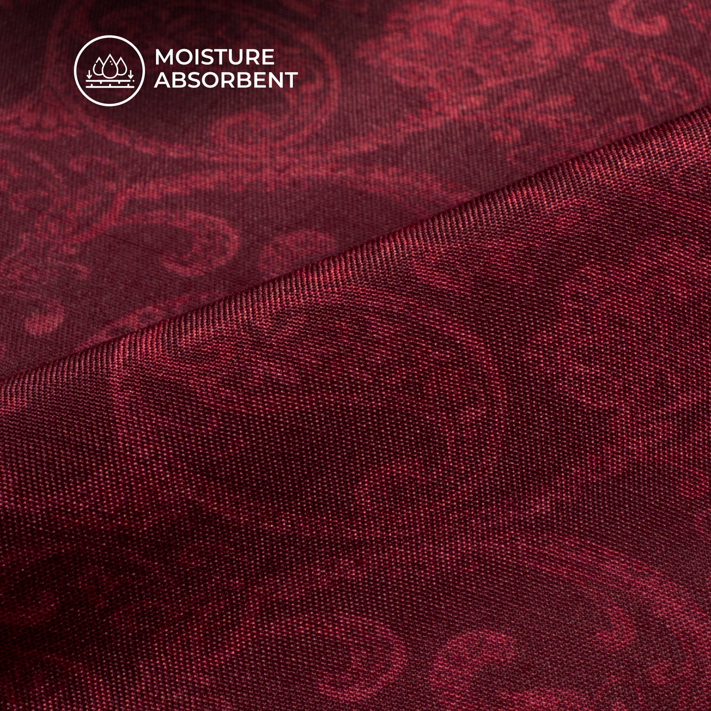 Burgundy Red Paisley Digital Print Viscose Muslin Fabric