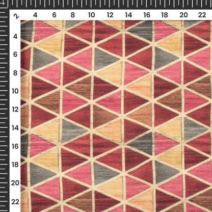 Triangle Geometric Digital Print Viscose Rayon Fabric (Width 58 Inches)