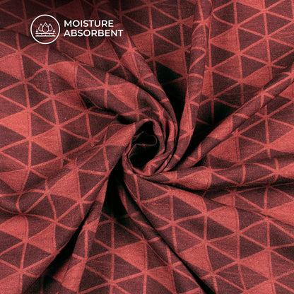 Rose Wood Geometric Digital Print Viscose Rayon Fabric (Width 58 Inches)
