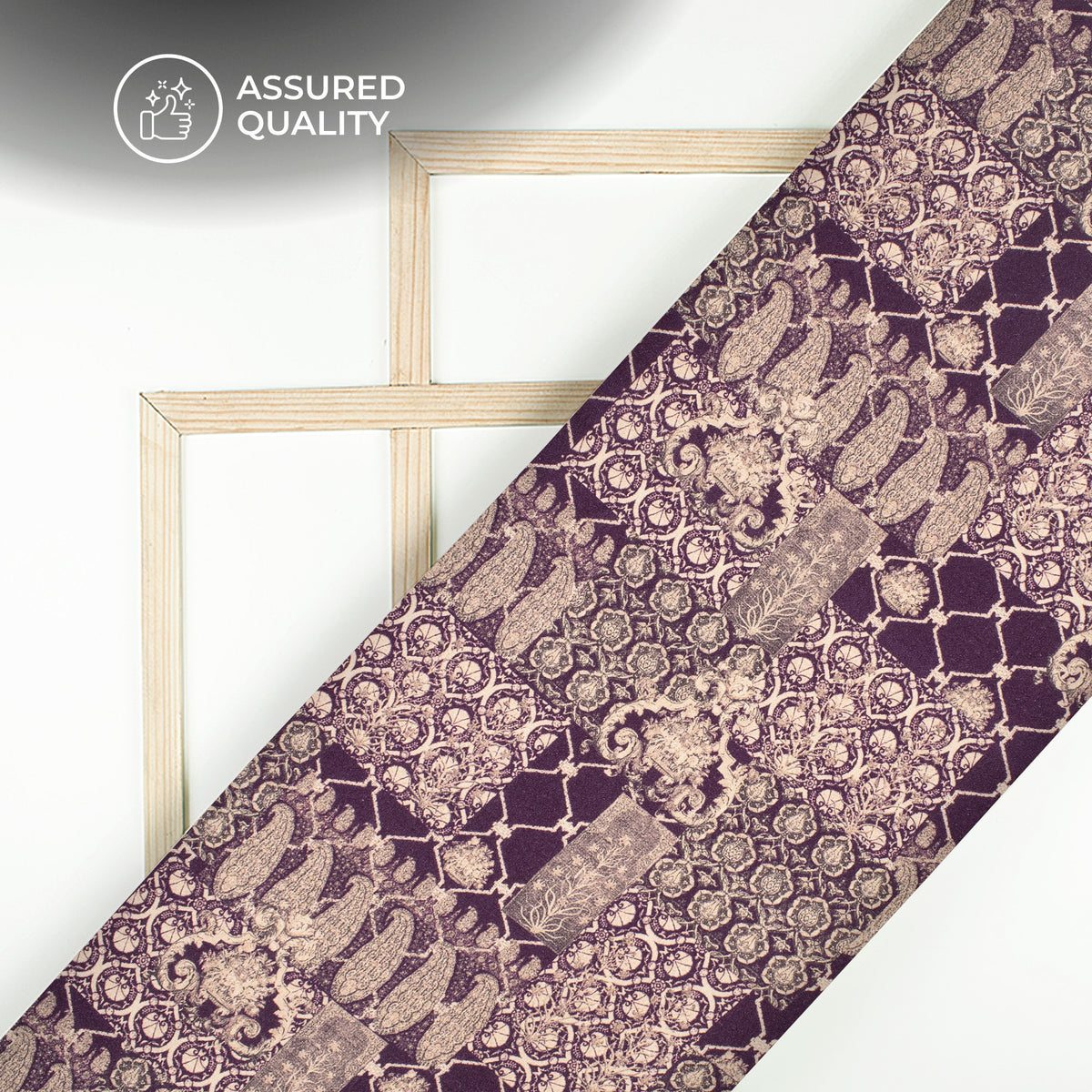 Dark Purple Ethnic Digital Print Viscose Rayon Fabric (Width 58 Inches)