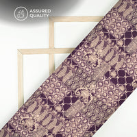 Dark Purple Ethnic Digital Print Viscose Rayon Fabric (Width 58 Inches)