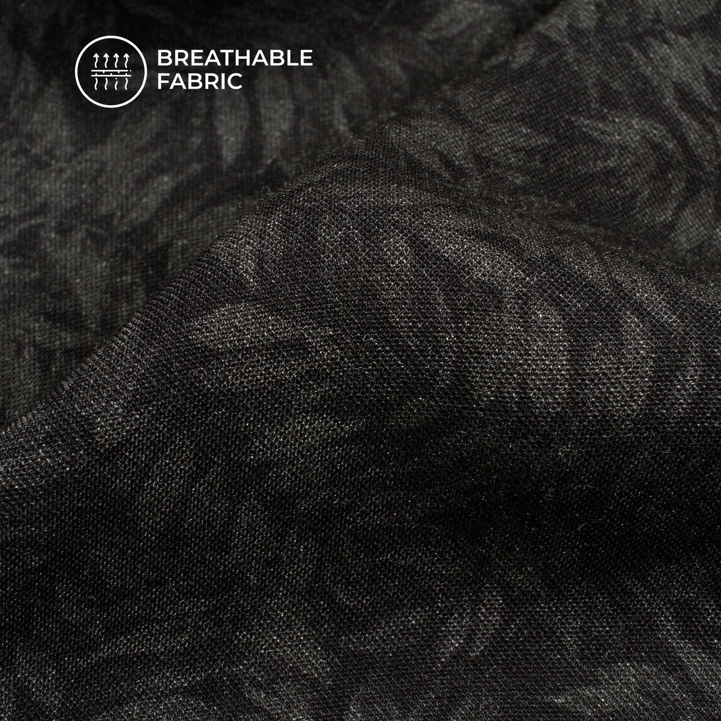 Black Leaf Digital Print Viscose Rayon Fabric (Width 58 Inches)
