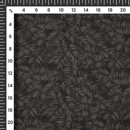 Black Leaf Digital Print Viscose Rayon Fabric (Width 58 Inches)