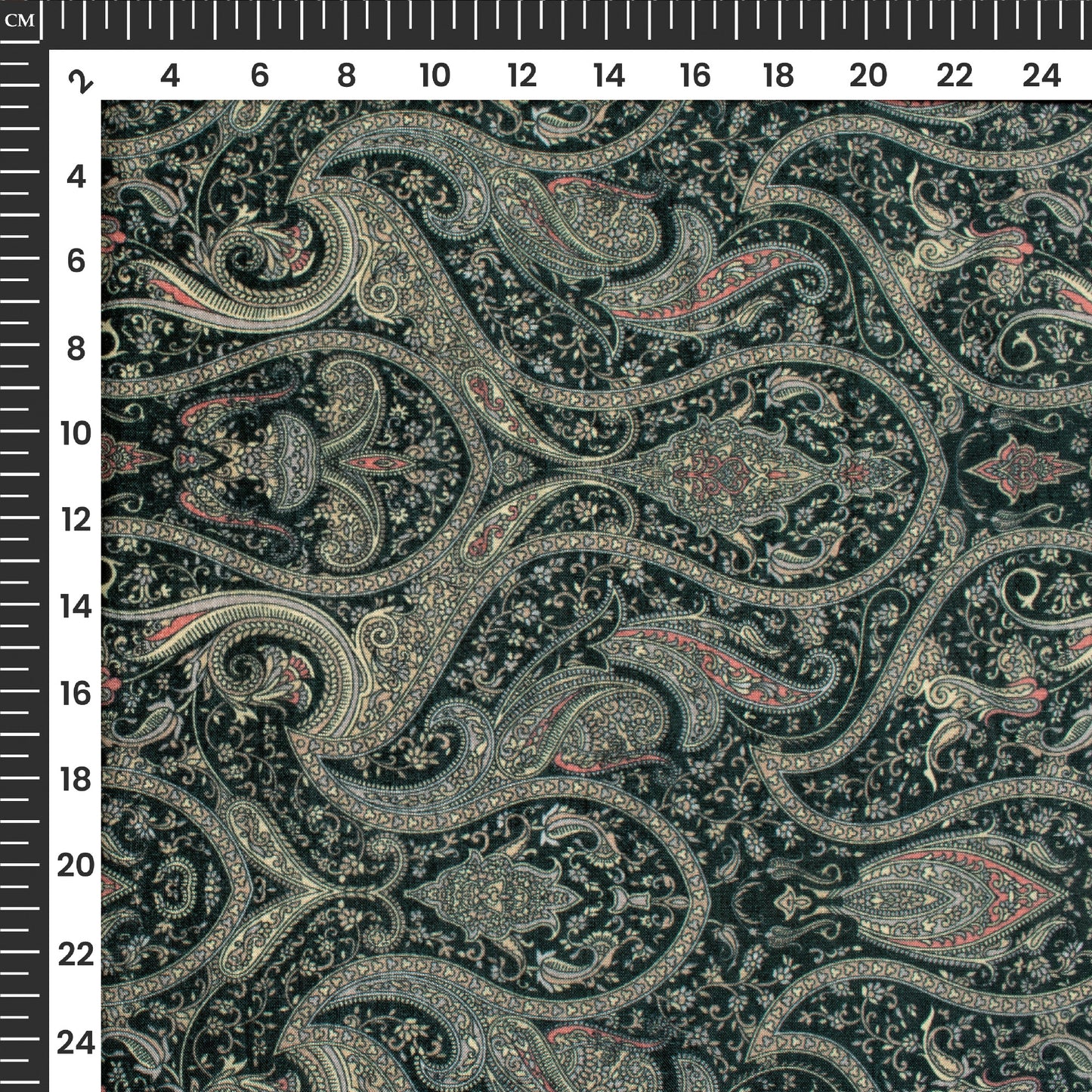 Dark Green Paisley Digital Print Viscose Uppada Silk Fabric