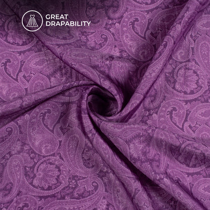 Dark Purple Paisley Digital Print Viscose Uppada Silk Fabric