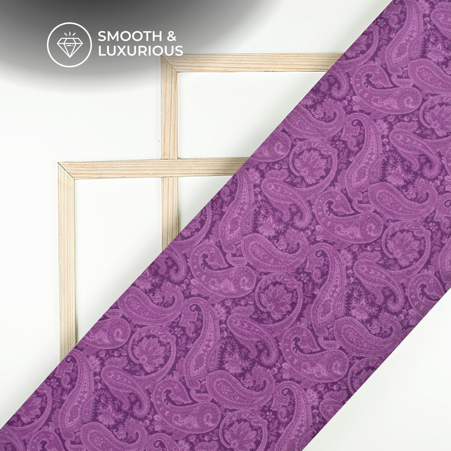Dark Purple Paisley Digital Print Viscose Uppada Silk Fabric