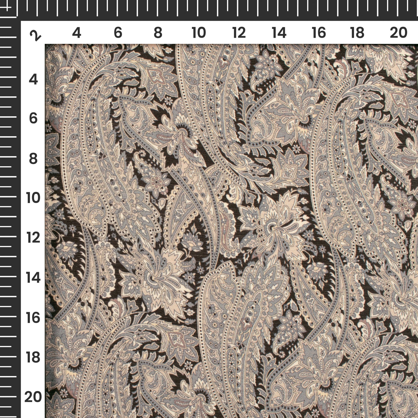 Gray Paisley Digital Print Chiffon Satin Fabric