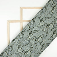 Gray Paisley Digital Print Chiffon Satin Fabric