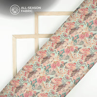 Rouge Pink Floral Digital Print Chiffon Satin Fabric