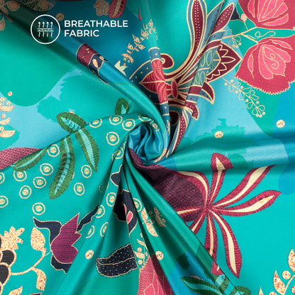 Multi-Color Floral Digital Print Crepe Silk Fabric