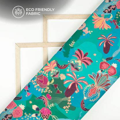 Multi-Color Floral Digital Print Crepe Silk Fabric