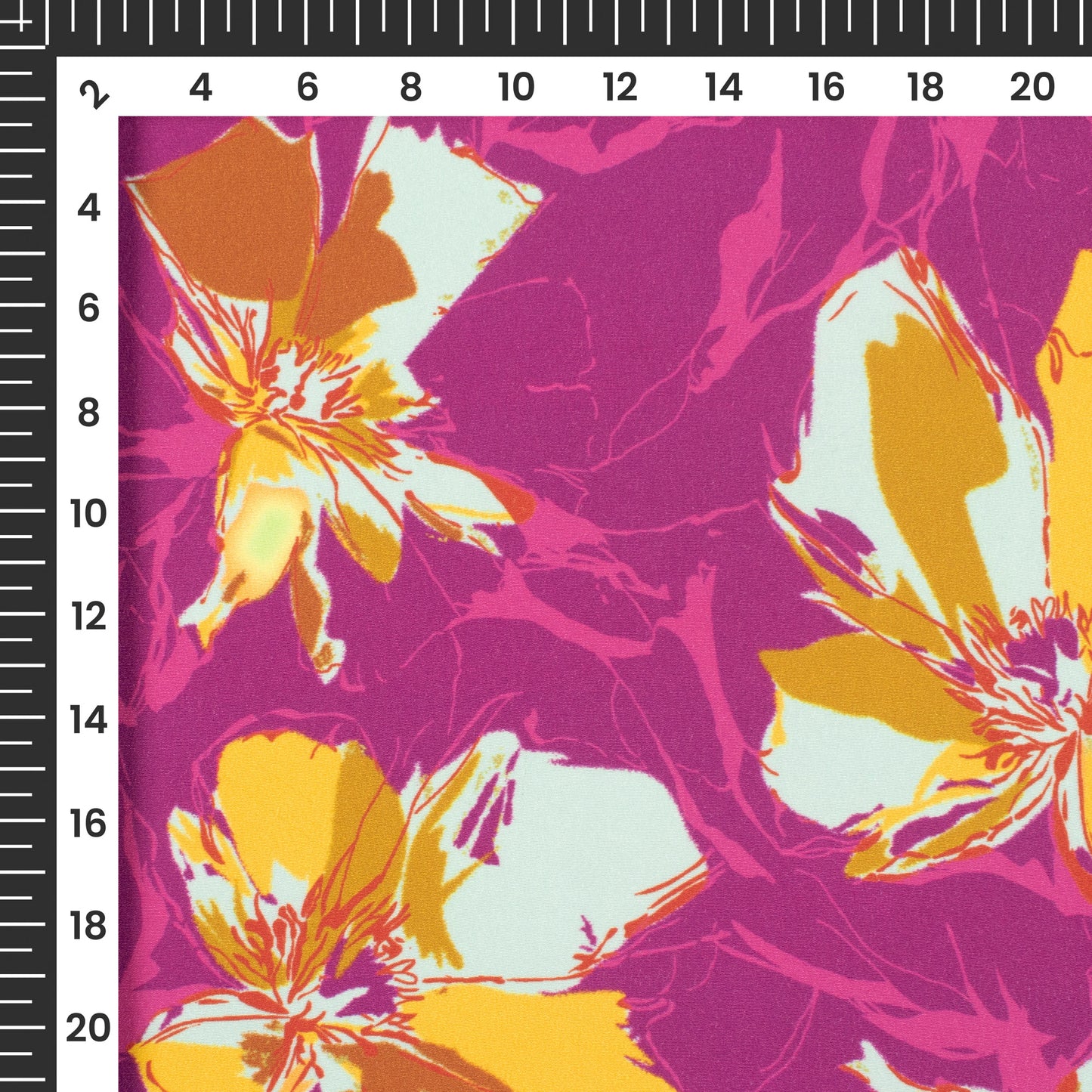 Dark Magenta Floral Digital Print Crepe Silk Fabric