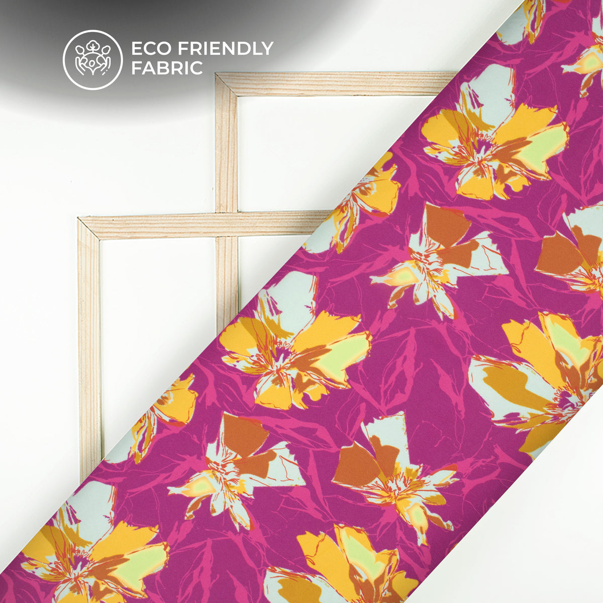 Dark Magenta Floral Digital Print Crepe Silk Fabric