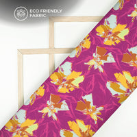 Dark Magenta Floral Digital Print Crepe Silk Fabric
