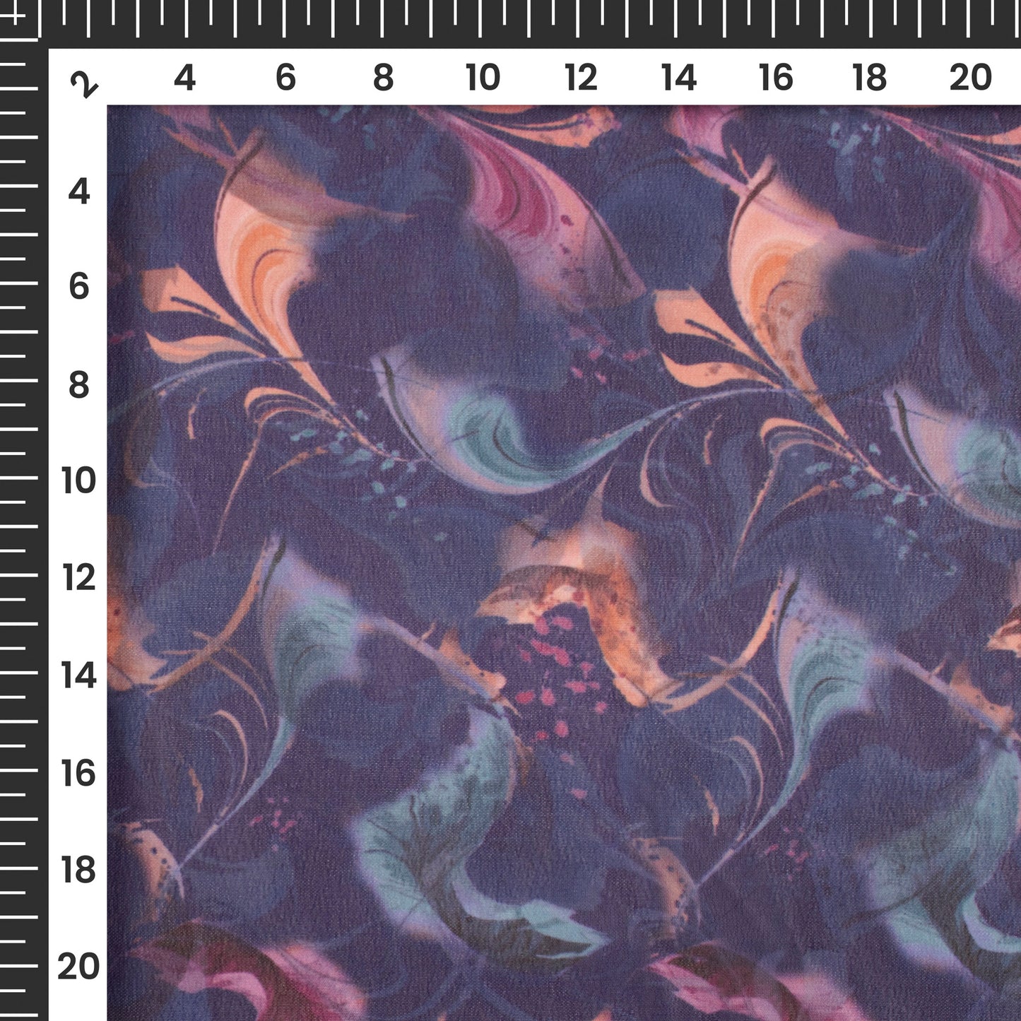 Navy Blue Floral Digital Print Lightweight Georgette Fabric