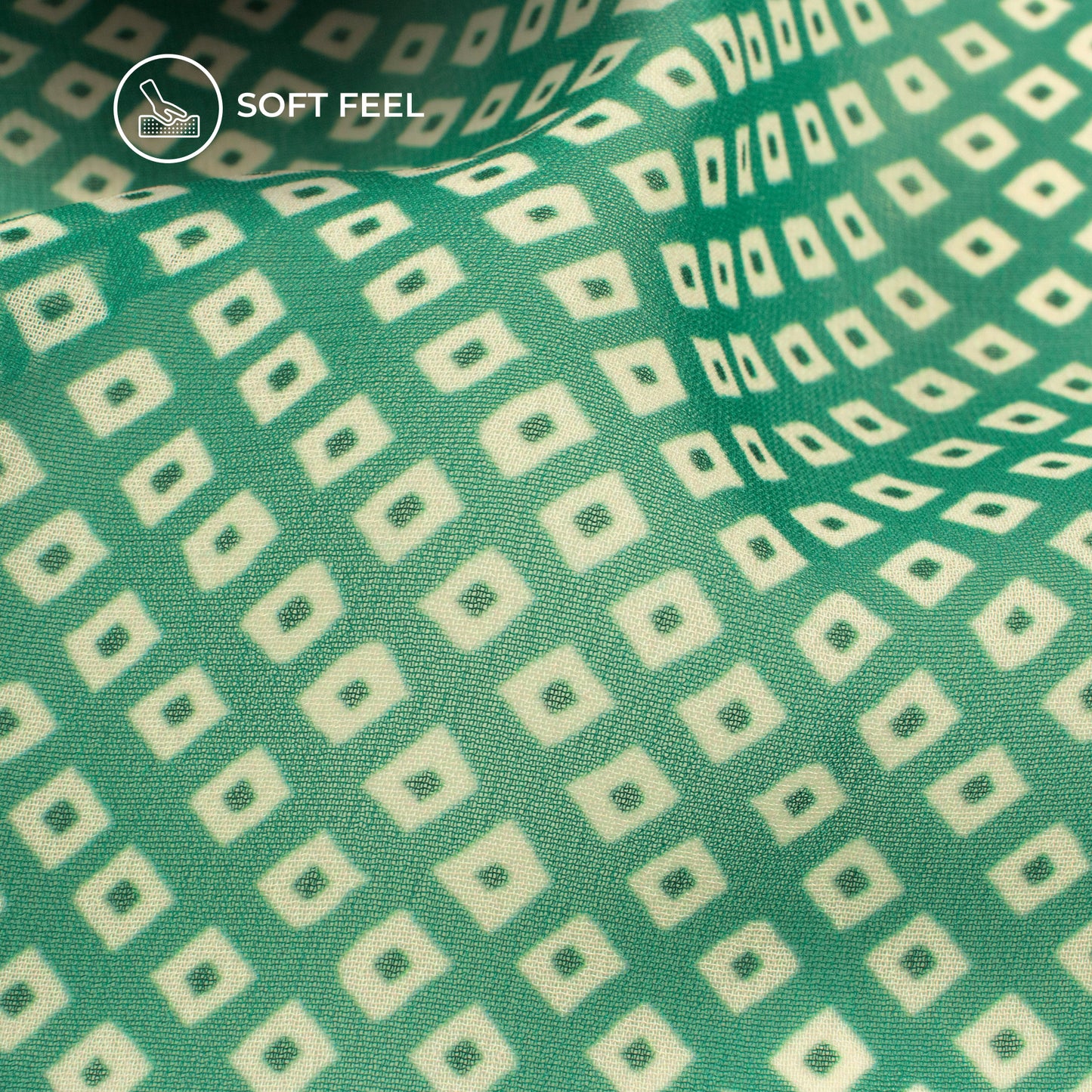 Cool Green Bandhani Digital Print Lightweight Georgette Fabric