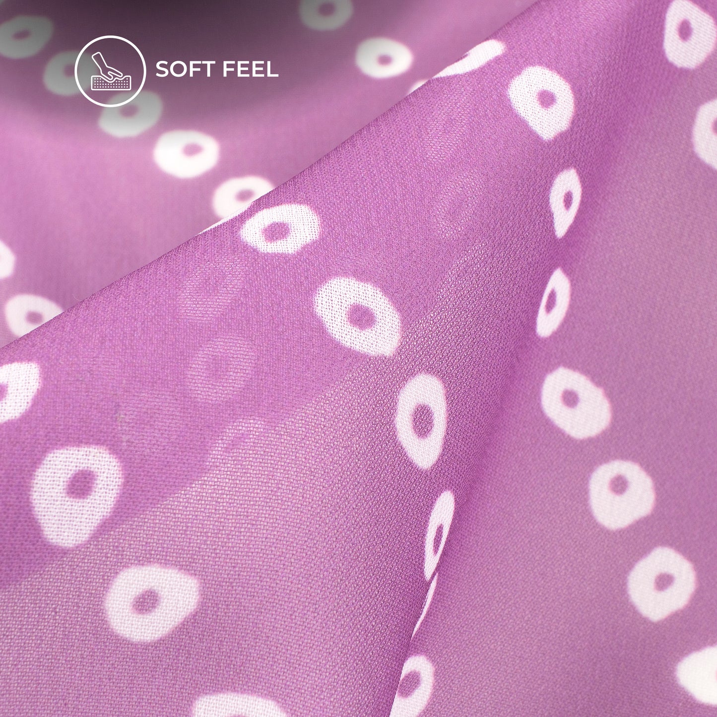 Lilac Purple Bandhani Digital Print Lightweight Georgette Fabric