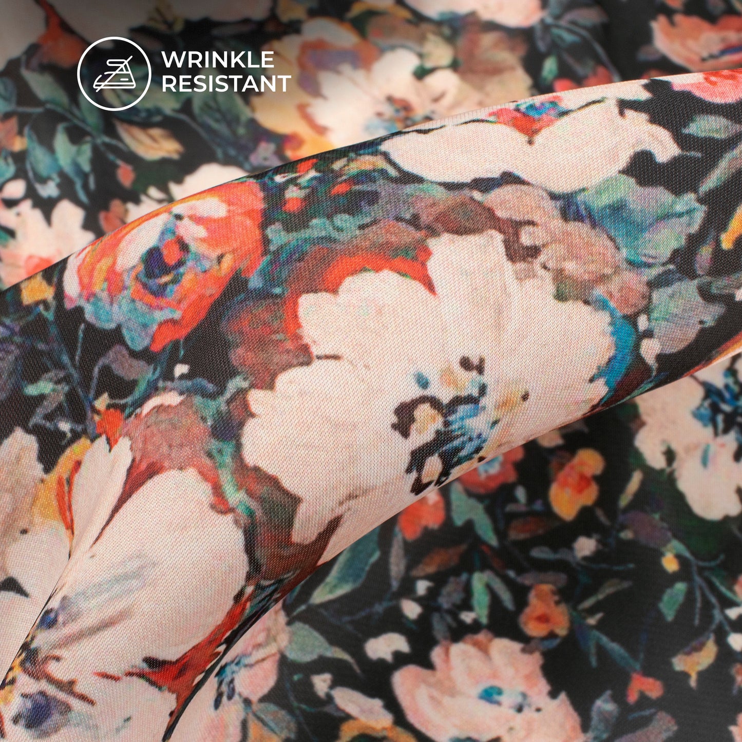 Pastle Pink Floral Digital Print Imported Satin Fabric