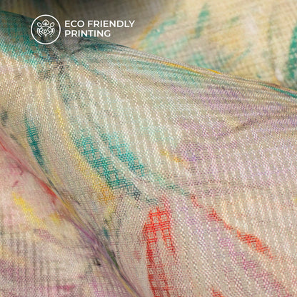 Multi-Color Floral Digital Print Kota Doria Fabric