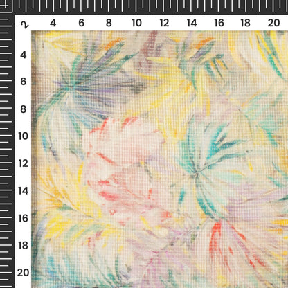 Multi-Color Floral Digital Print Kota Doria Fabric