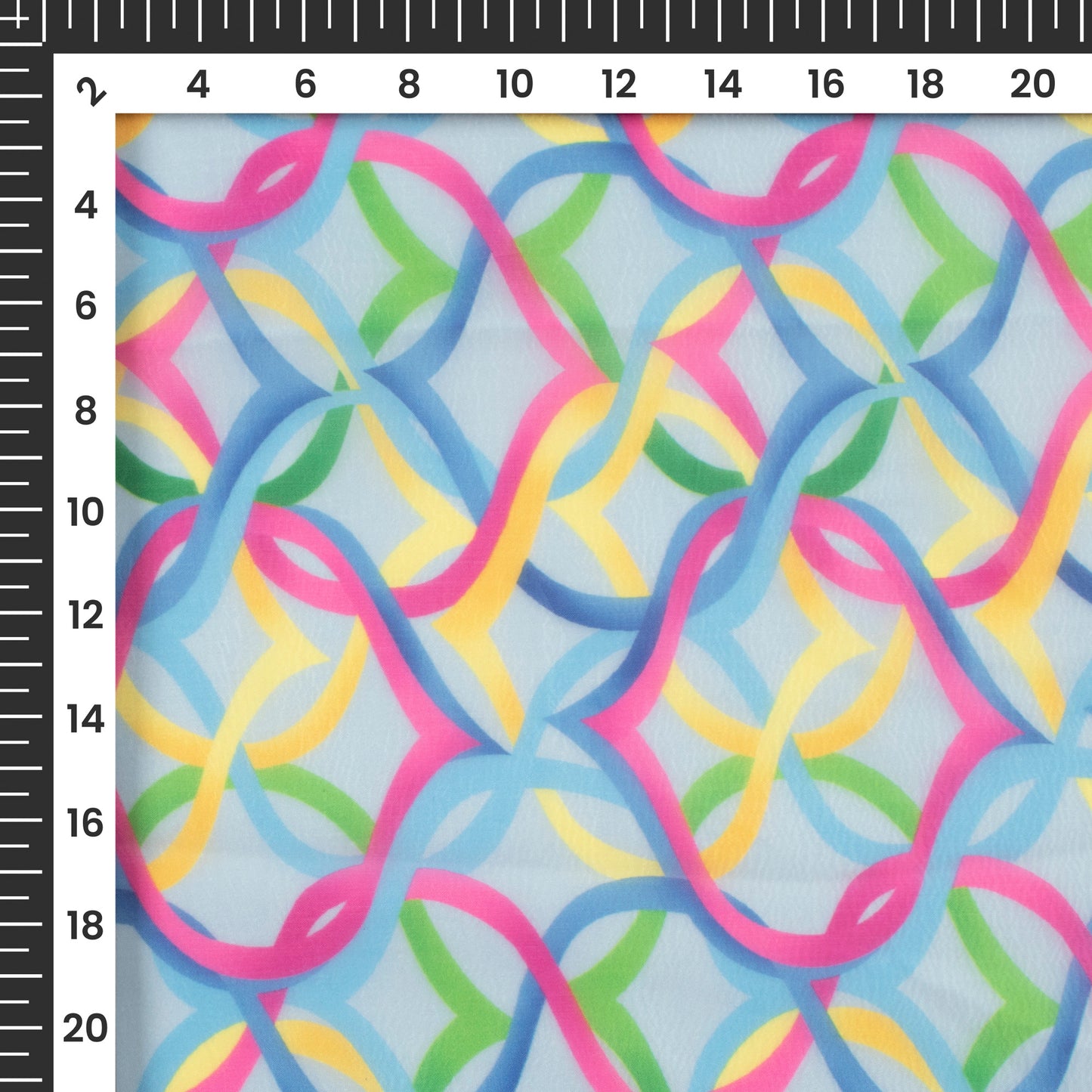 Multi-Color Geometrical Digital Print Liquid Organza Fabric
