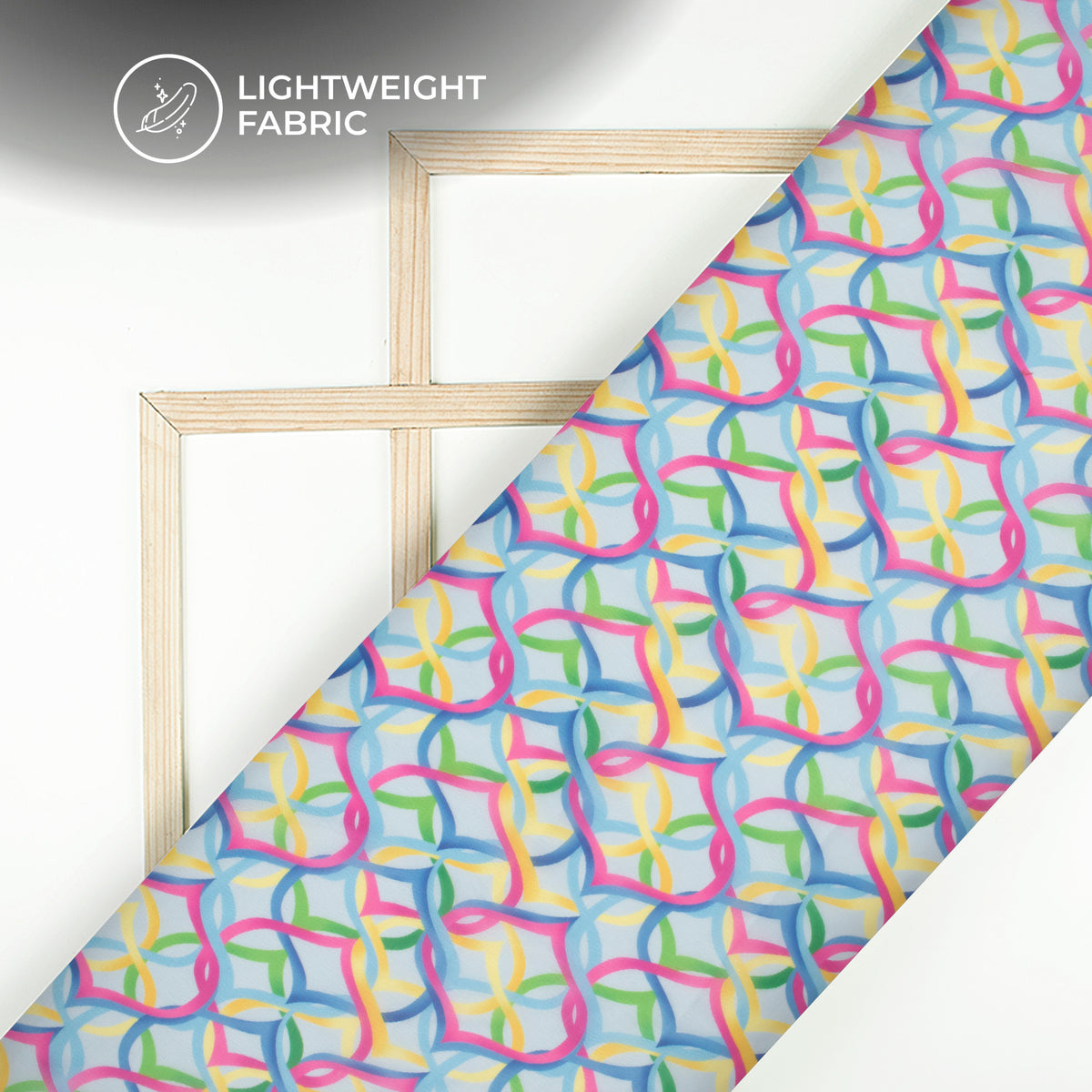 Multi-Color Geometrical Digital Print Organza Satin Fabric