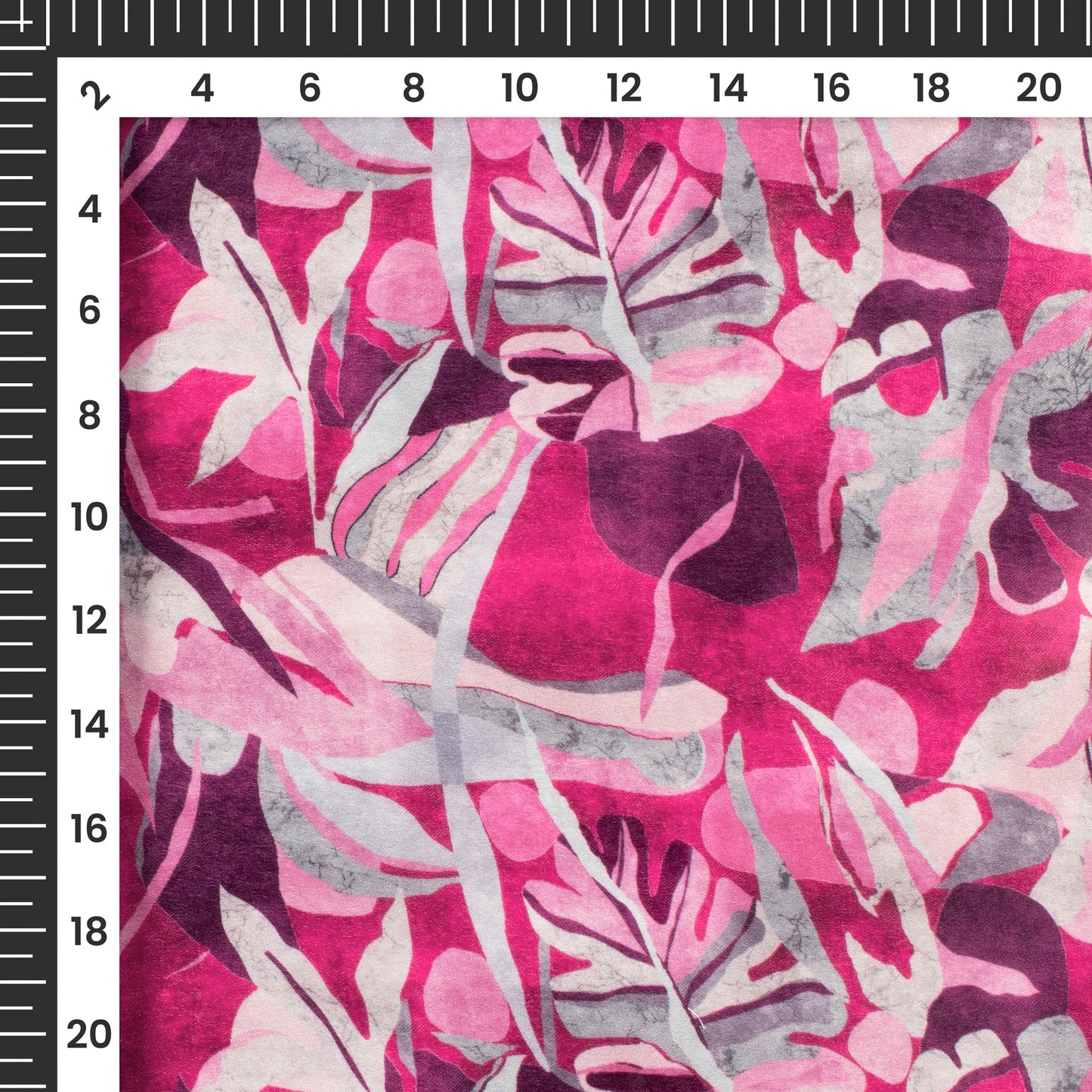Wine Purple Leaf Digital Print Lush Satin Fabric