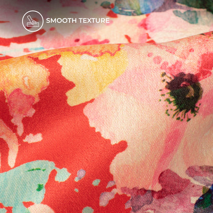 Enchanting Floral Digital Print Lush Satin Fabric