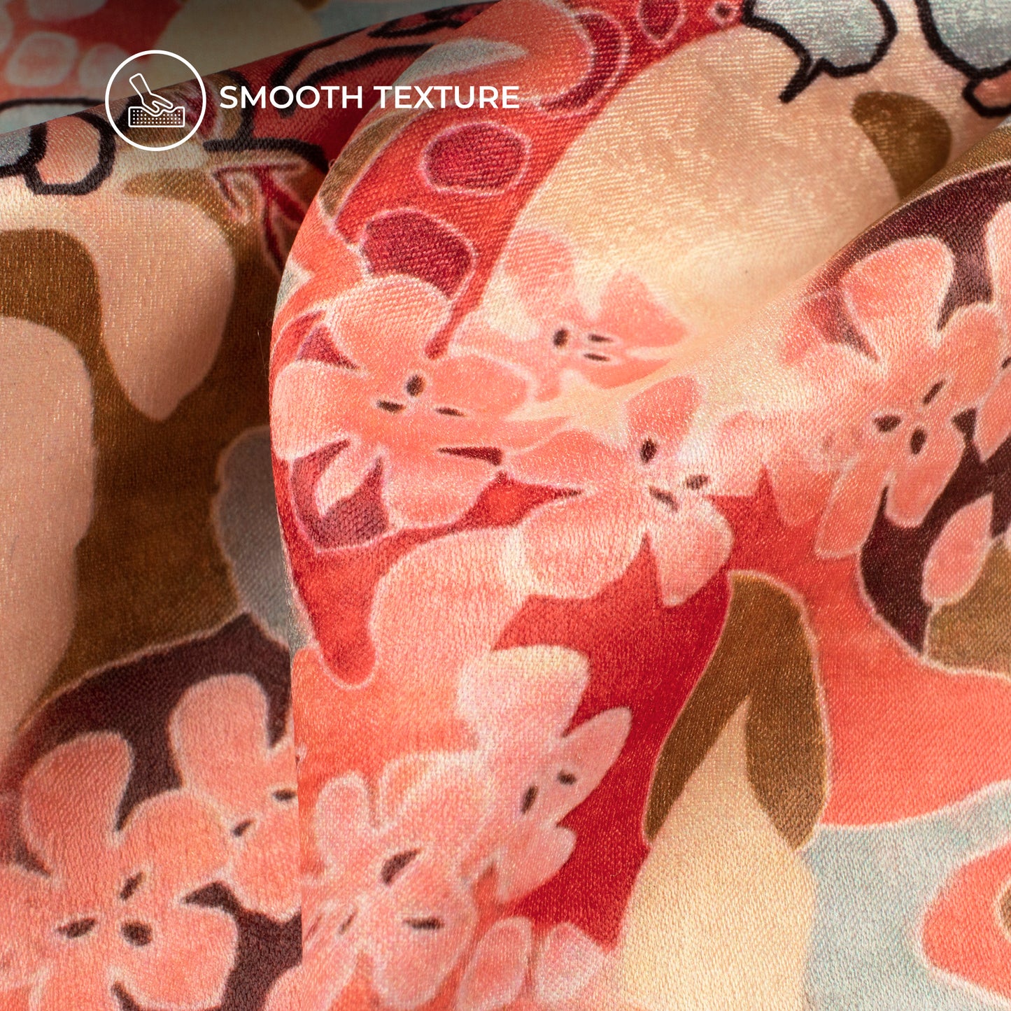 Vintage Floral Digital Print Lush Satin Fabric