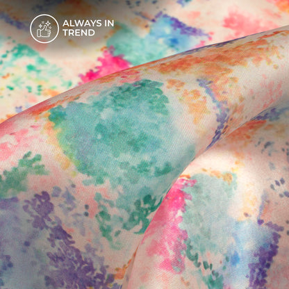 Multi-Color Abstract Digital Print Organza Satin Fabric