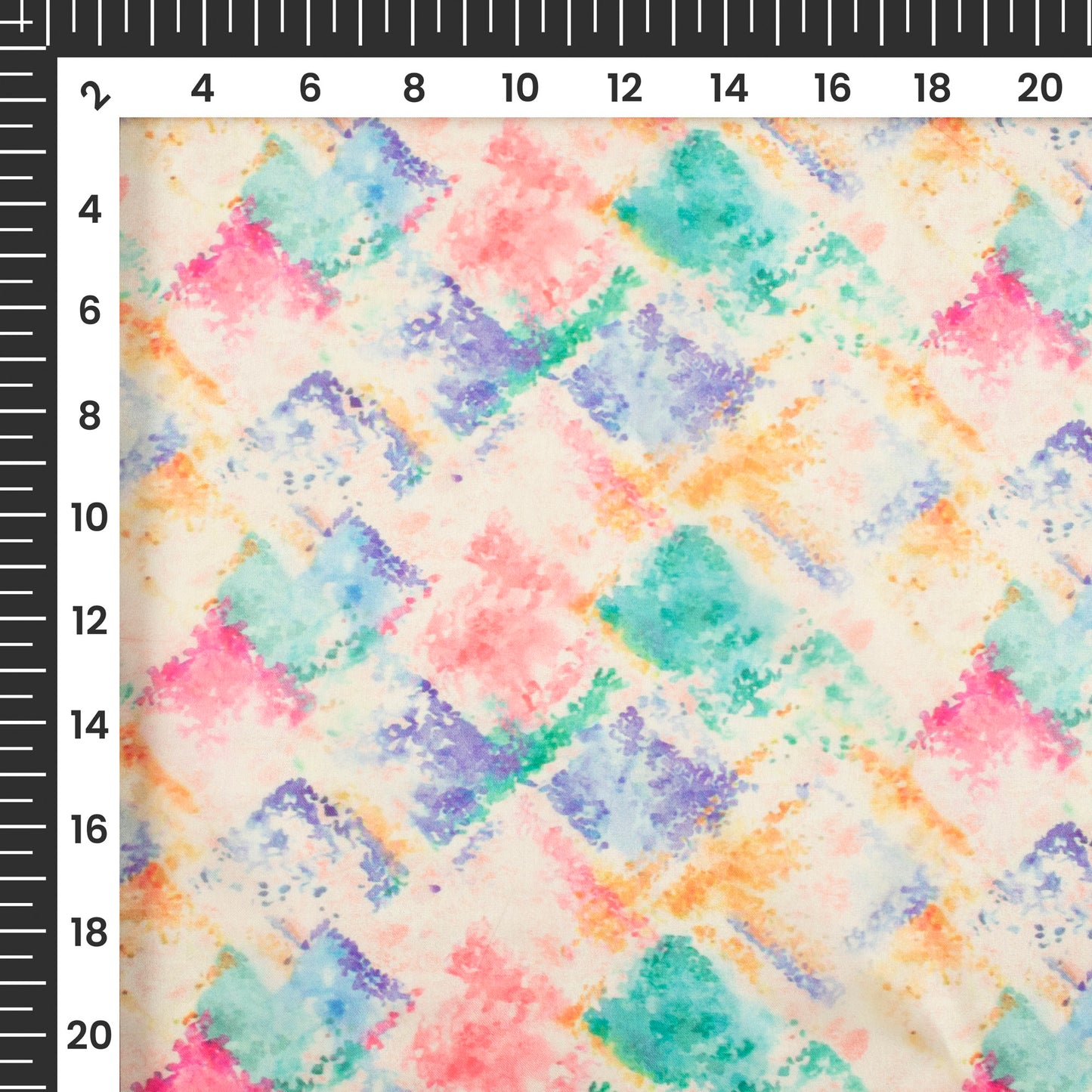 Multi-Color Abstract Digital Print Organza Satin Fabric