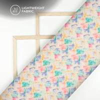 Multi-Color Abstract Digital Print Organza Satin Fabric