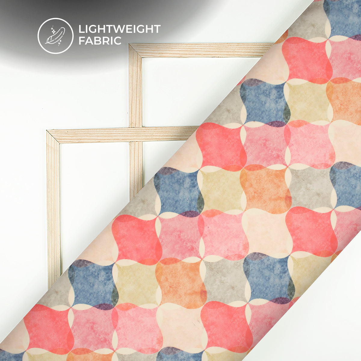 Trandy Multi-Color Abstract Digital Print Organza Satin Fabric