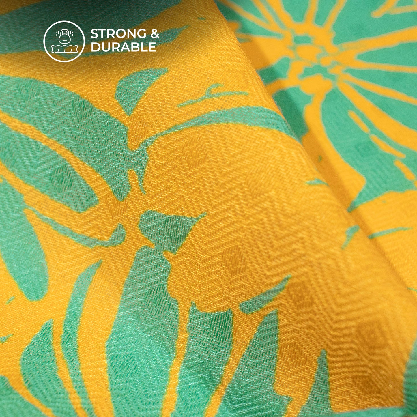Amber Yellow Floral Digital Print Elegant Blend Pashmina Fabric