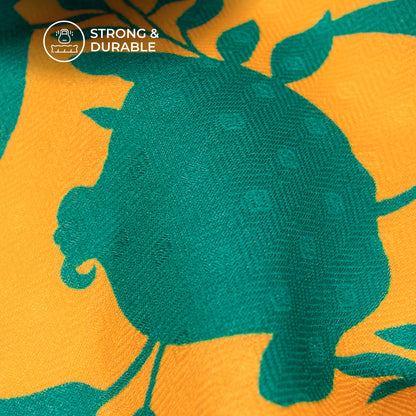 Mustard Yellow Floral Digital Print Elegant Blend Pashmina Fabric