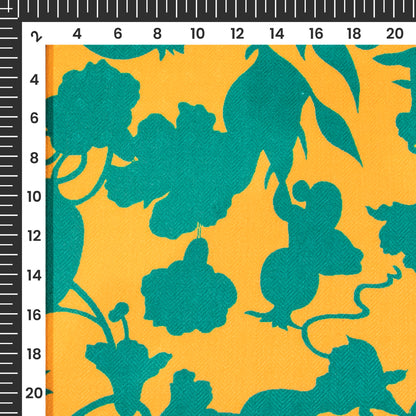 Mustard Yellow Floral Digital Print Elegant Blend Pashmina Fabric