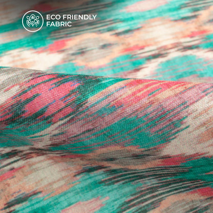 Turquoise Blue Geometric Digital Print Poly Cambric Fabric