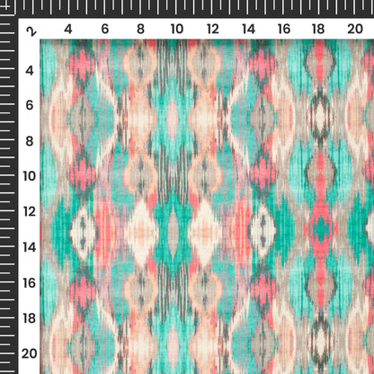 Turquoise Blue Geometric Digital Print Poly Cambric Fabric