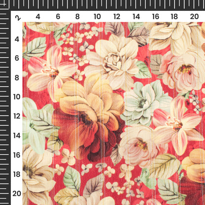 Beautiful Floral Digital Print Bemberg Crepe Lurex Fabric