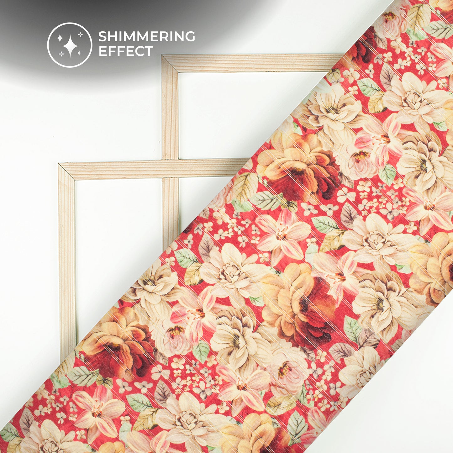 Beautiful Floral Digital Print Bemberg Crepe Lurex Fabric
