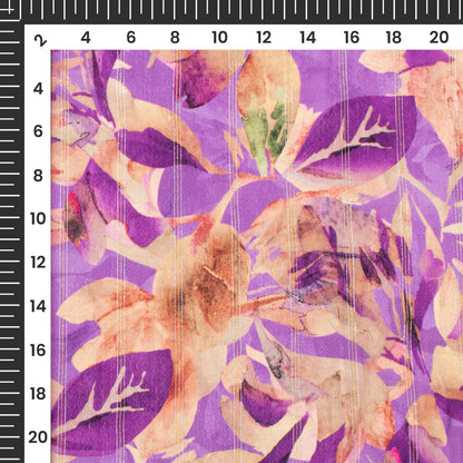 Graceful Floral Digital Print Bemberg Crepe Lurex Fabric