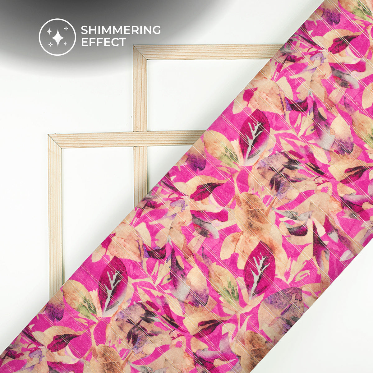 Unique Floral Digital Print Bemberg Crepe Lurex Fabric
