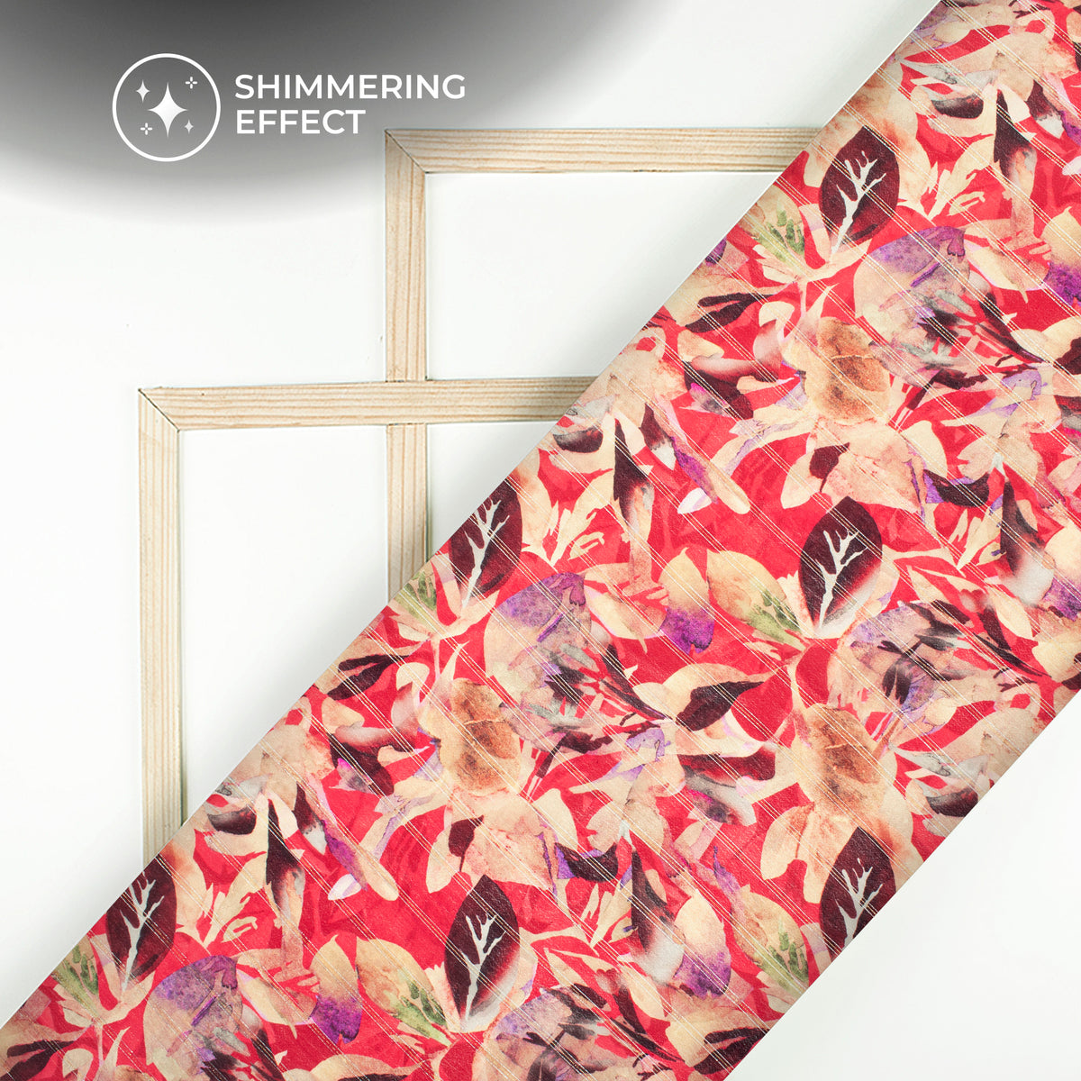 Cardinal Red Digital Print Bemberg Crepe Lurex Fabric