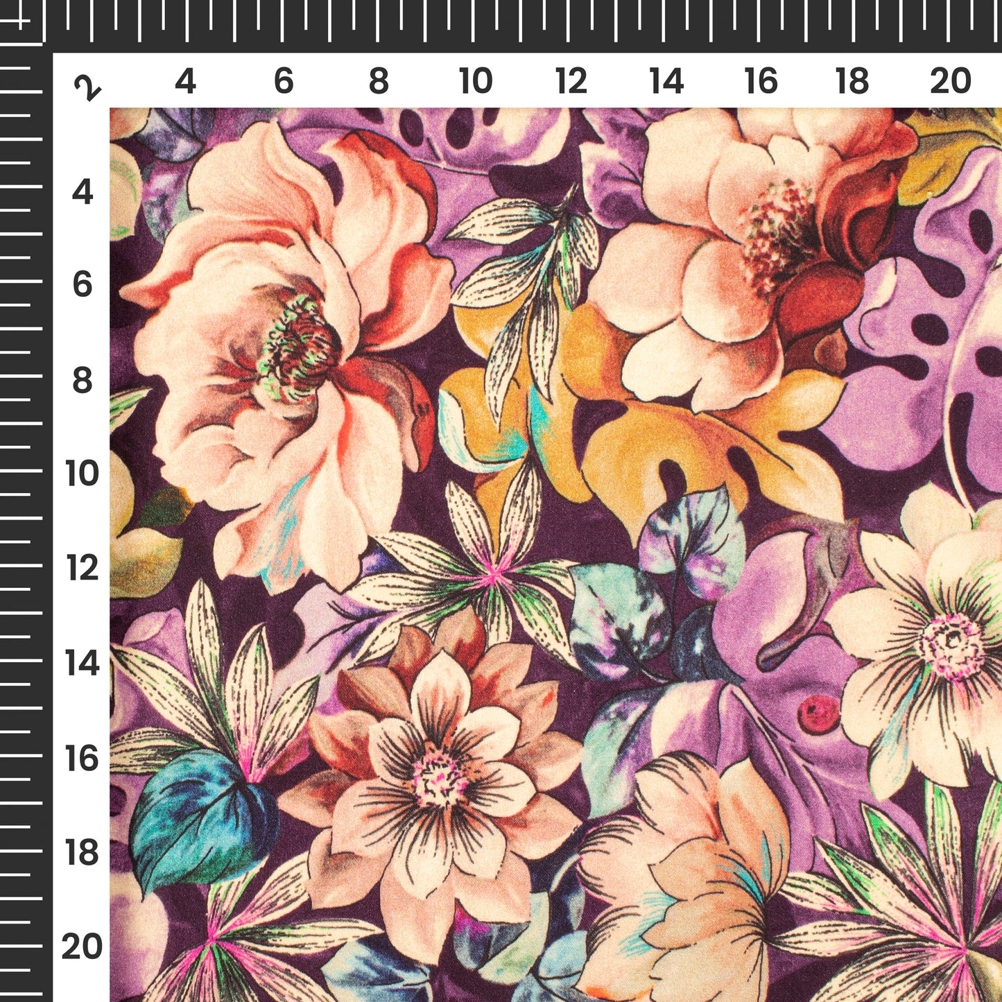 Catchy Floral Digital Print Assami Bemberg Satin Fabric