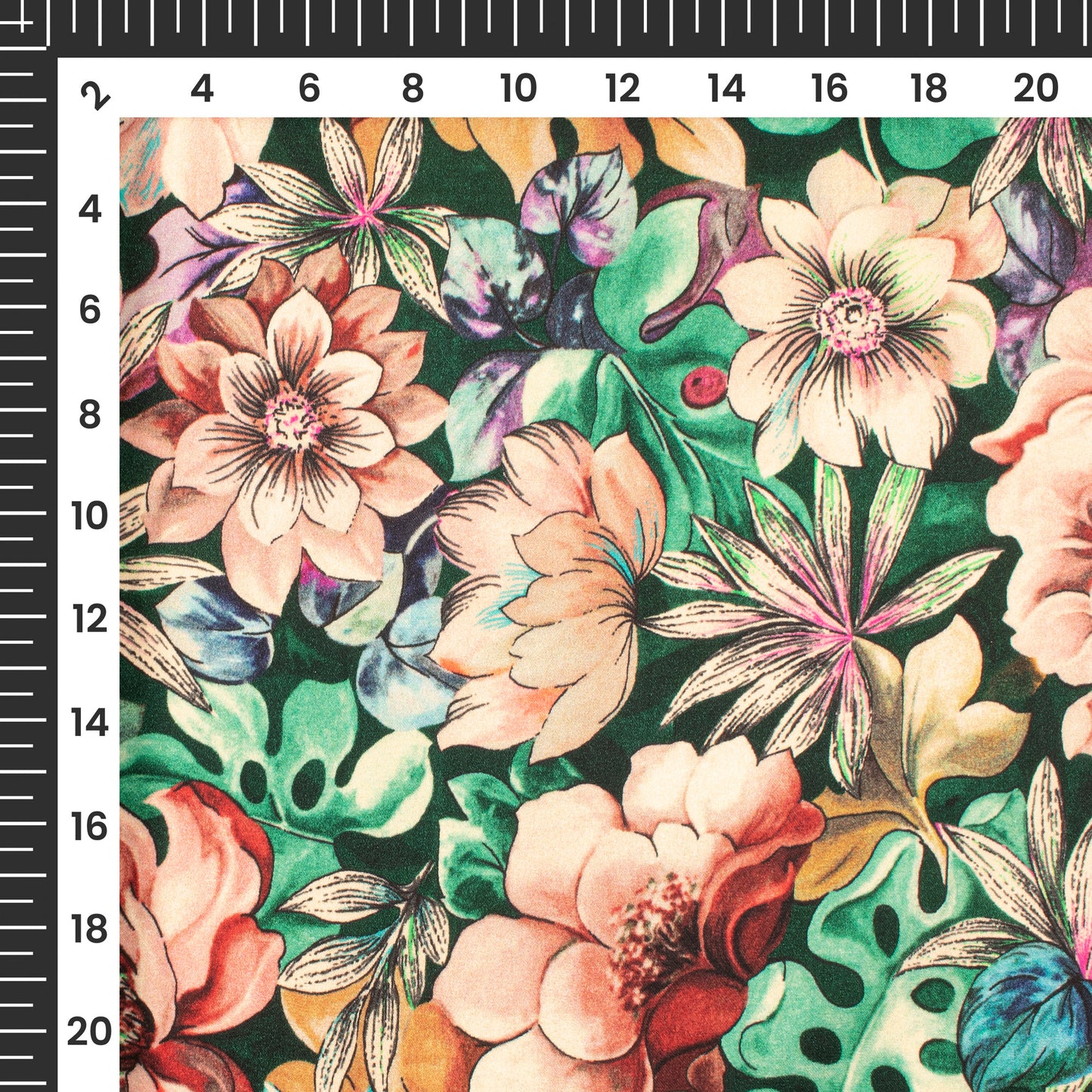 Pretty Floral Digital Print Assami Bemberg Satin Fabric