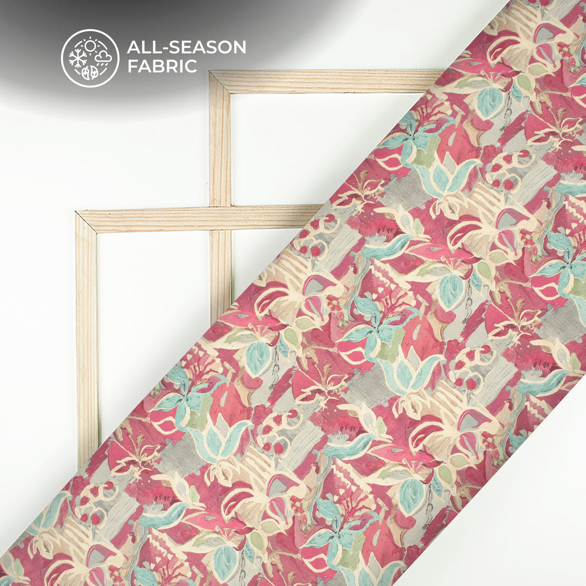 Soft Maroon Floral Digital Print Chiffon Satin Fabric
