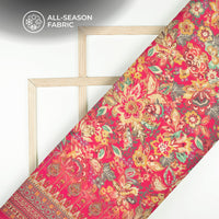 Bright Pink Floral Digital Print Cotton Cambric Fabric