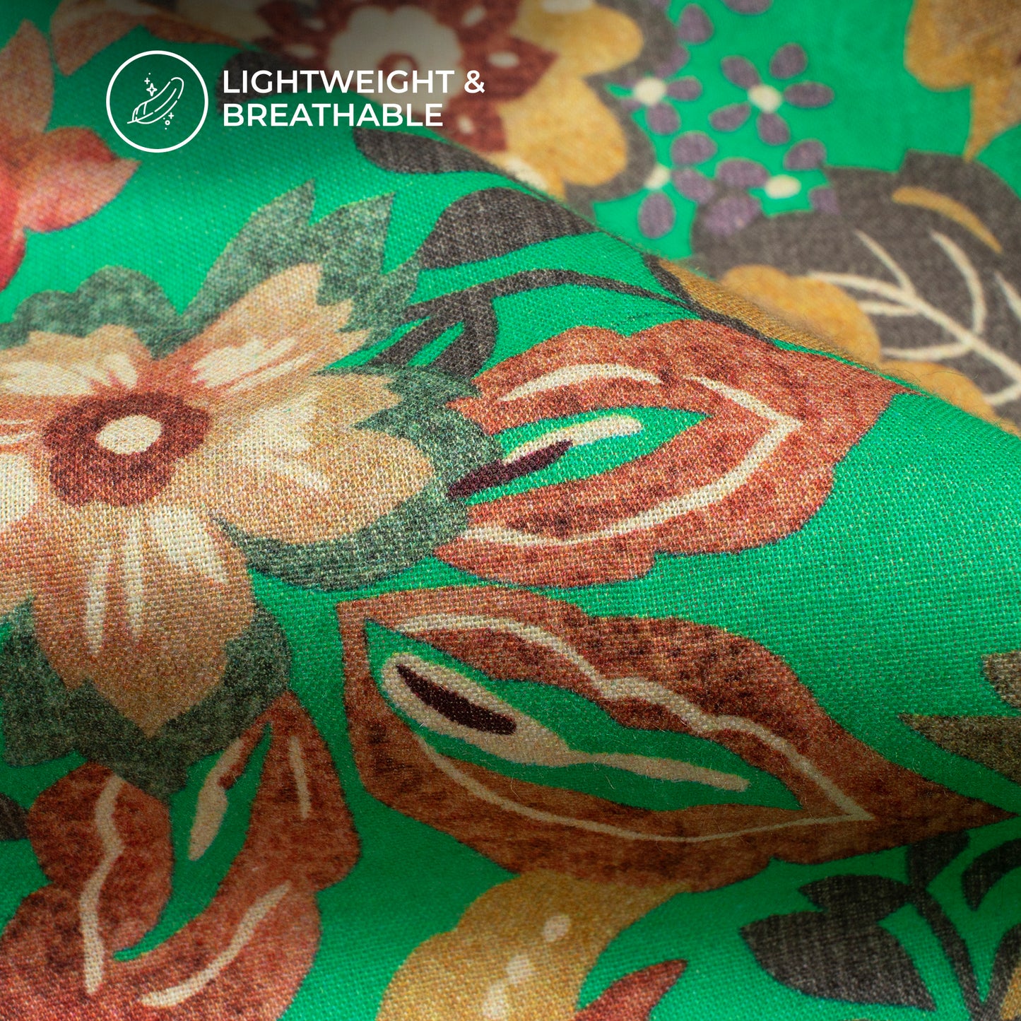 Seafoam Green Floral Digital Print Cotton Cambric Fabric