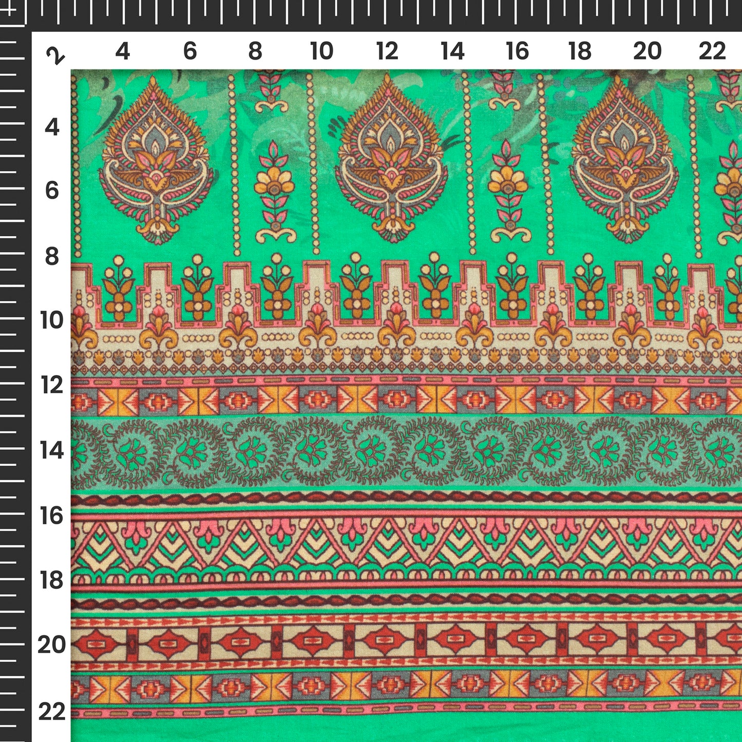 Seafoam Green Floral Digital Print Cotton Cambric Fabric
