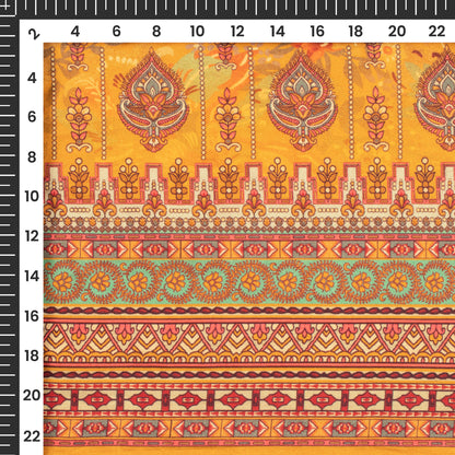 Canary Yellow Floral Digital Print Cotton Cambric Fabric